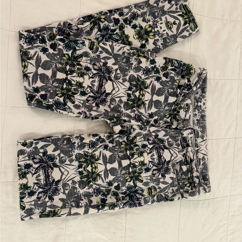 Victoria's Secret Floral Skinny Jeans - Black, Gray, Green